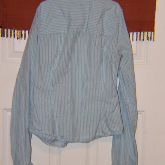 Like New Kids Hollister Size Medium Blue Striped Button up - Picture 3 of 3